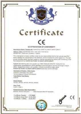 Dekoratif bordürlü uygunluk sertifikası. Üreticinin adını, Türkiyedeki adresini ve ürünün belirli CE direktiflerine uygunluğunu ayrıntılı olarak açıklayan metin içerir. İmzalar, bir damga ve yayın tarihi içerir: 22 Mart 2021.